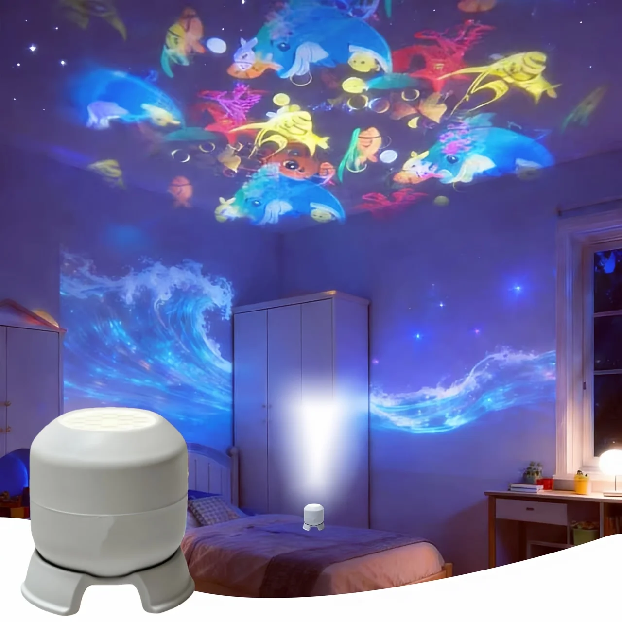 Luz Projetora de Natal, Lâmpada LED Rotativa com 16 Padrões, Luz Colorida para Decoração de Festas de Natal e Halloween