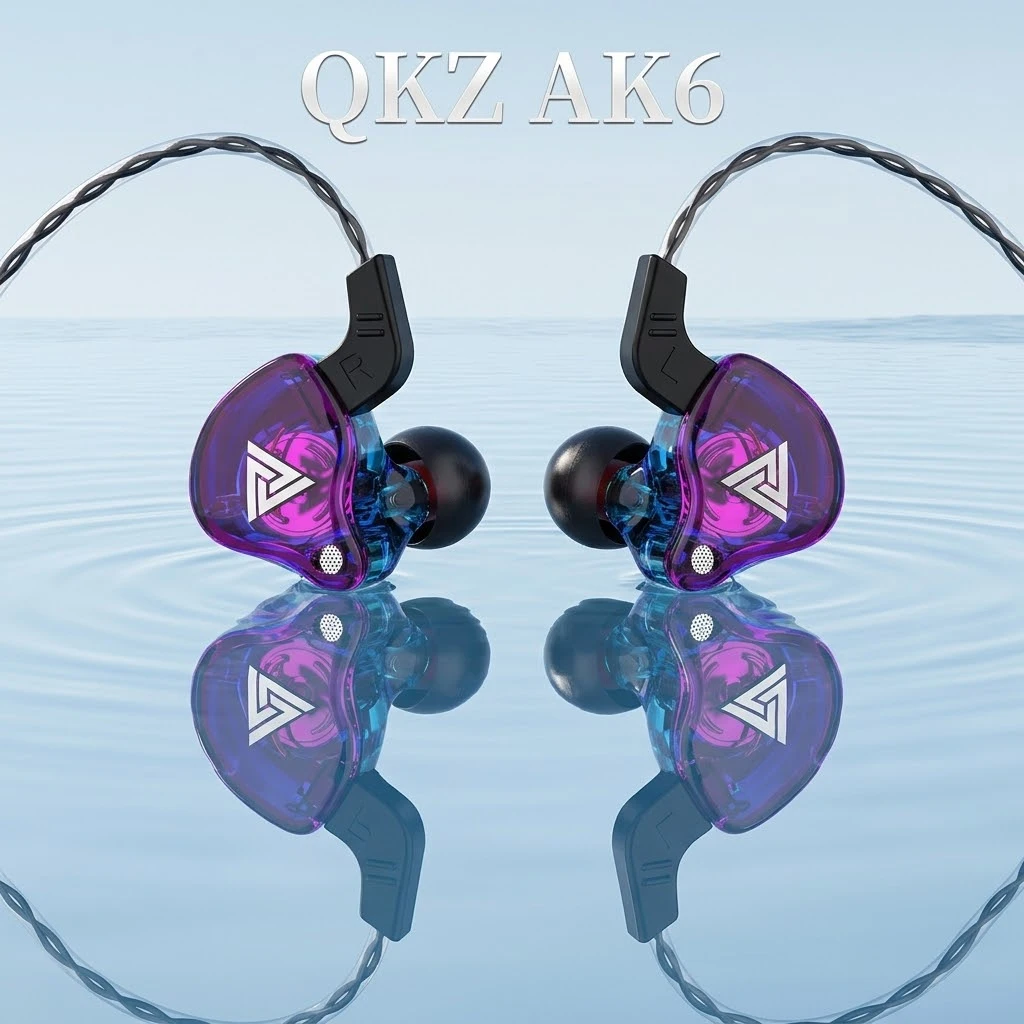 Fones de Ouvido QKZ AK6 HIFI com Microfone, Graves Potentes, Estéreo, Plugue de 3.55mm, Drivers Duplos, Ergonômicos para Jogos