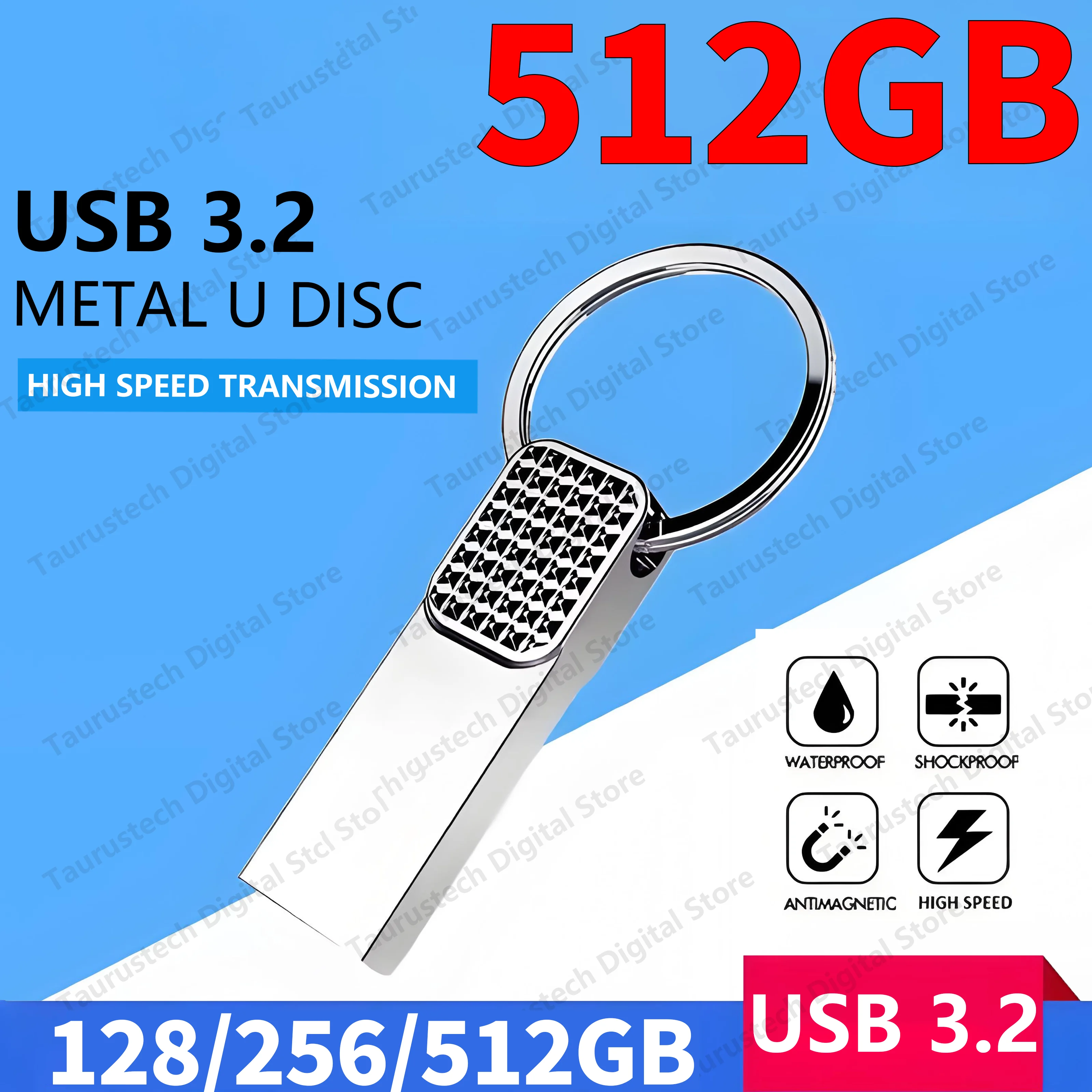 Novo Pen Drive Original de 512GB USB 3.0 de Alta Velocidade, 128TB, Metálico, à Prova d'Água, Tipo C, Memória USB para Dispositivos de Armazenamento de Computador Novo Pen Drive Original de 512GB USB 3.0 de Alta Velocidade, 128TB, Metálico, à Prova d'Água, Tipo C, Memória USB para Dispositivos de Armazenamento de Computador