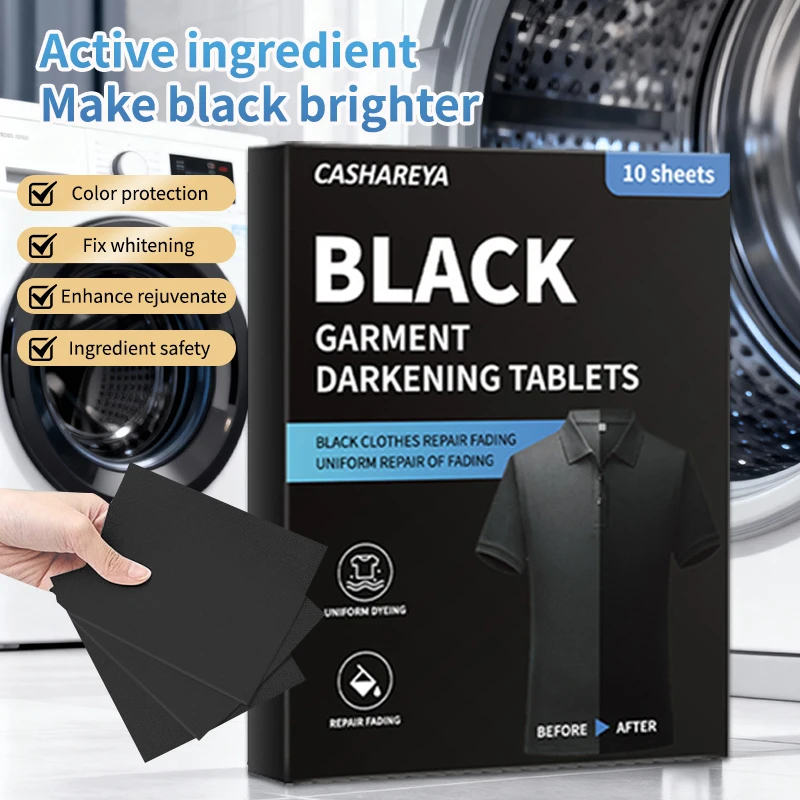 Lenço Preto Intensificador de Cor para Roupas Pretas Desbotadas, Lenço de Cuidado Anti-Desbotamento que Restaura a Cor Preta Profunda para Máquina de Lavar