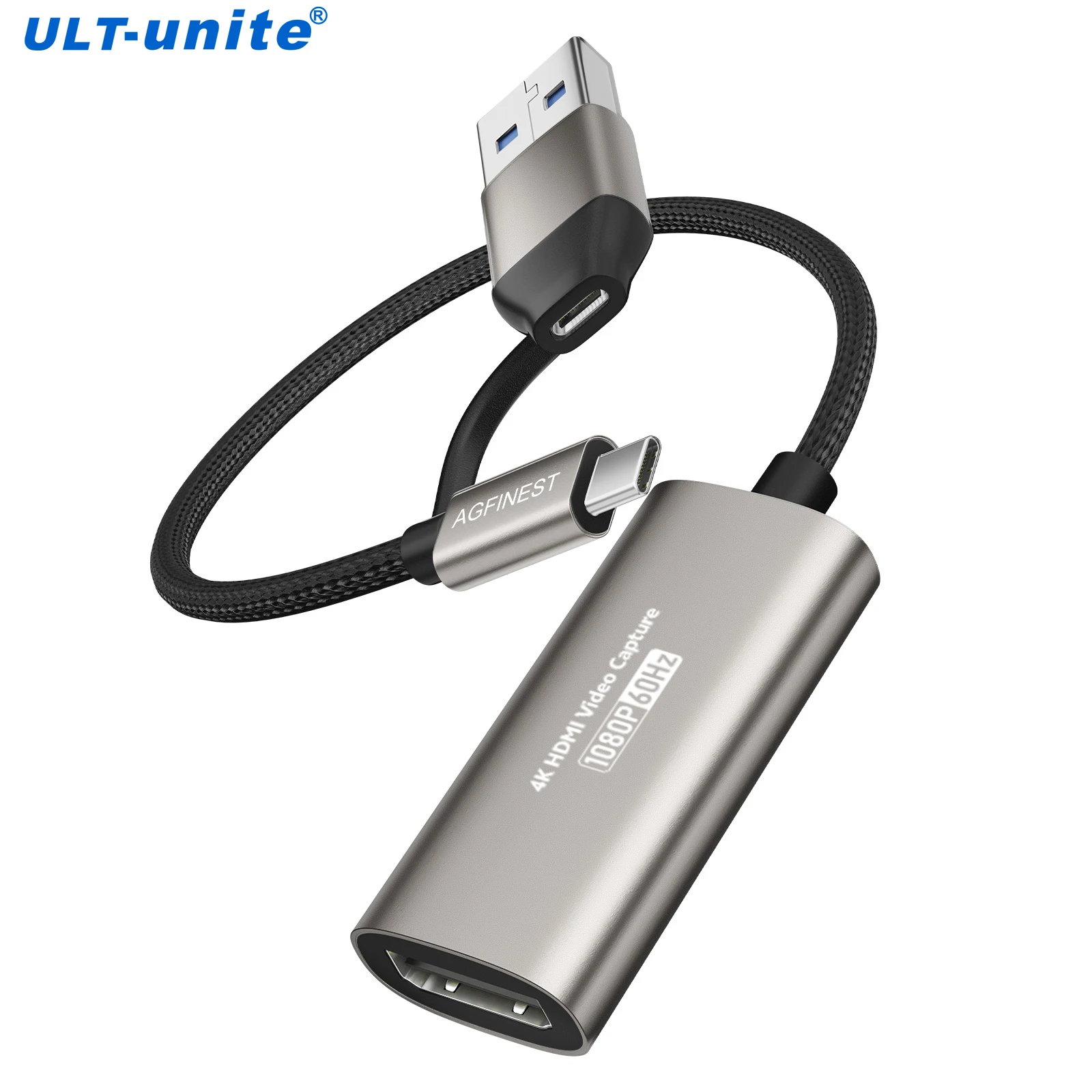 Placa de captura 1080P 4K Entrada HDMI para USB-A/USB-C USB3.0 Captura de gravação de vídeo e áudio para OBS Studio PotPlayer QT Player