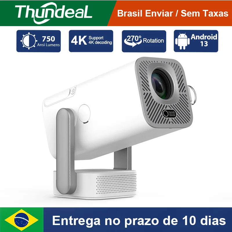 Projetores no brasil Mini projetor ThundeaL HD TD80 Pro Full HD 1080p vídeo 4K WiFi Android inteligente projetor de imagem portátil TD80Pro cinema em casa Para celular apresentação PK TD80W