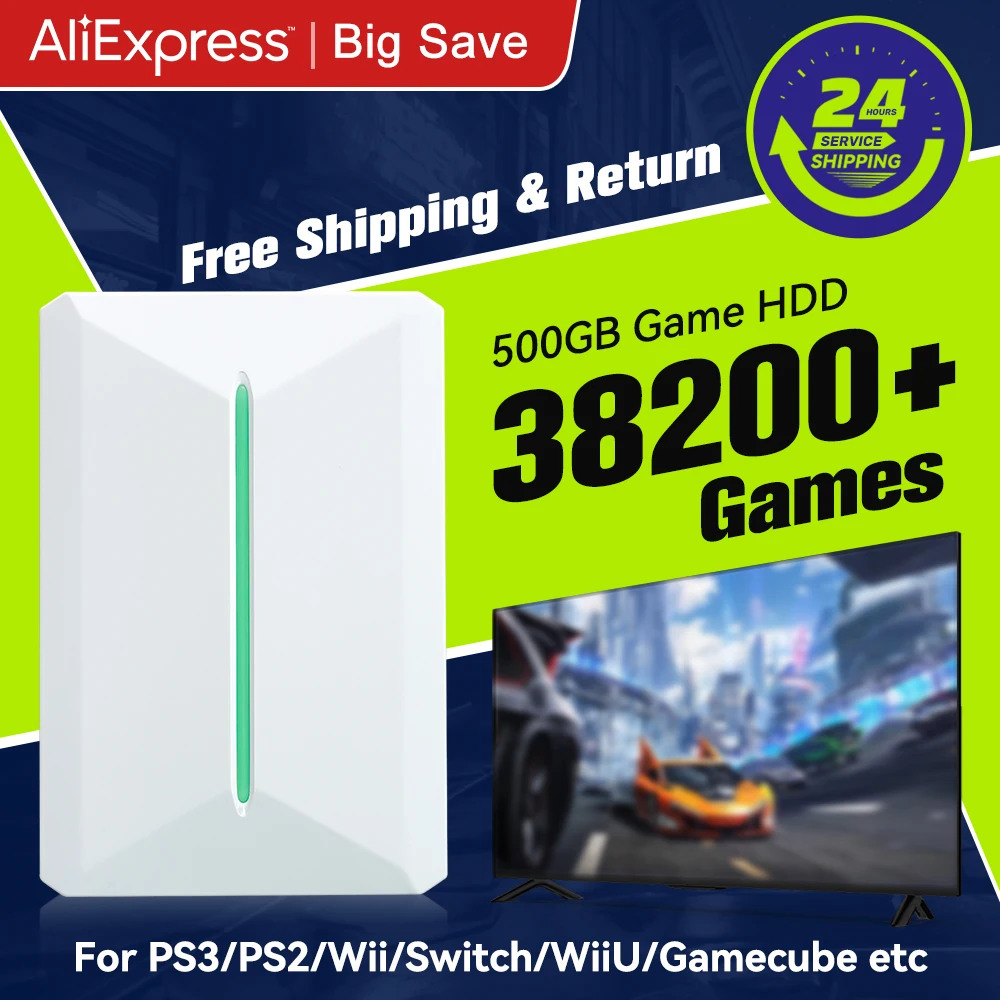 Retrobat & Playnite Retro Game Console 500GB Gaming HDD para PS3/PS2/Switch/Wii/WiiU para PC/Laptop com mais de 38200 Jogos Retro/AAA/PC