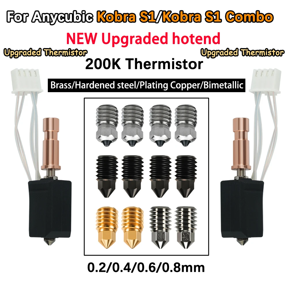 Novo Hotend Cerâmico Anycubic Kobra S1: Upgrade Quente para Cabeça Combo Kobra S1C 24V 48W 200K com Aquecimento Rápido 300 ℃ Novo Hotend Cerâmico Anycubic Kobra S1: Upgrade Quente para Cabeça Combo Kobra S1C 24V 48W 200K com Aquecimento Rápido 300 ℃