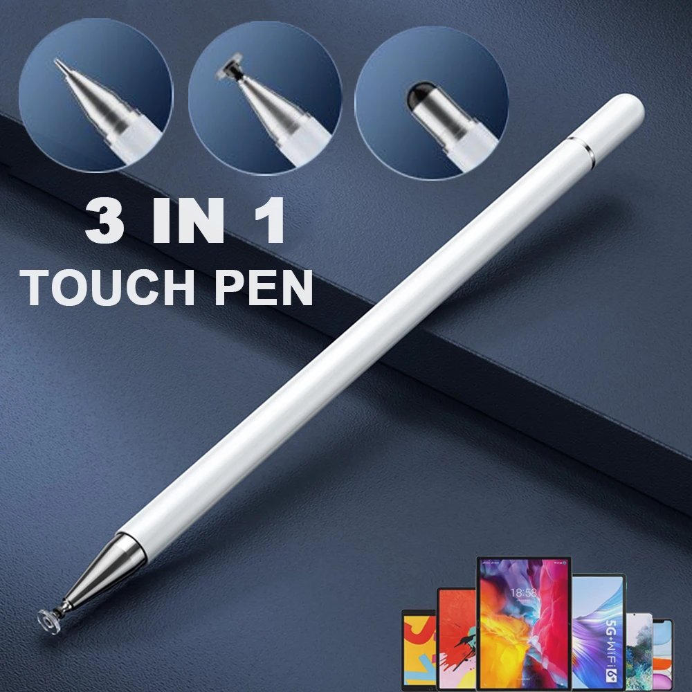 Caneta stylus 3 em 1 para ios android touch pen desenho lápis capacitivo para ipad samsung xiaomi tablet telefone inteligente Caneta stylus 3 em 1 para ios android touch pen desenho lápis capacitivo para ipad samsung xiaomi tablet telefone inteligente