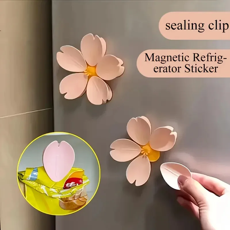 1/2 pces sakura ímã de geladeira magnética clipe de vedação, clipe de vedação de pétala, adesivo de geladeira magnética, clipe de lanche, decoração de flores 1/2 pces sakura ímã de geladeira magnética clipe de vedação, clipe de vedação de pétala, adesivo de geladeira magnética, clipe de lanche, decoração de flores