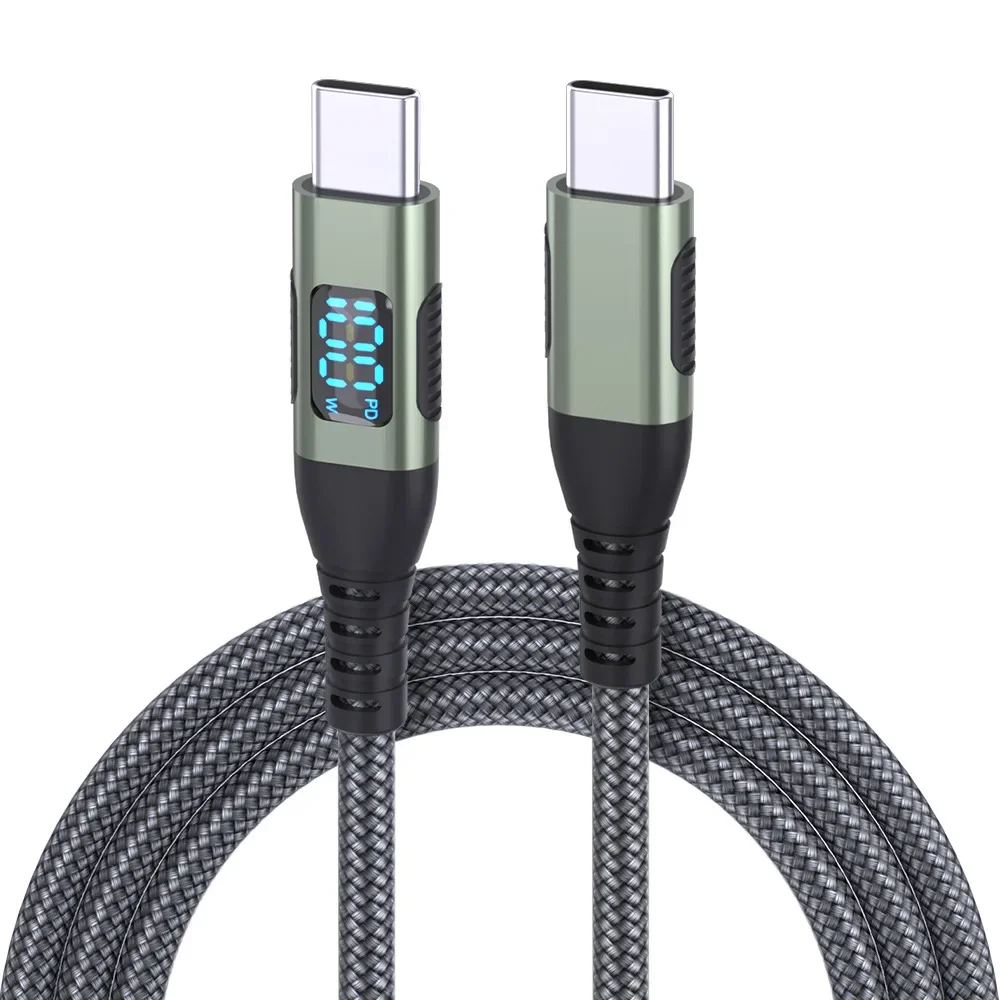 Carregador Super Rápido HOMEFISH LED com Display Digital, Tipo-C, 100W 6A, Compatível com Celulares Huawei e Xiaomi, Cabo de Carregamento PD