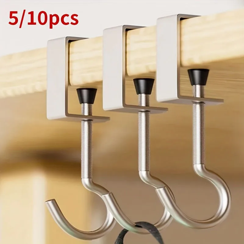 Gancho de Mesa Universal Ajustável (5/10 Peças), Sem Necessidade de Furos, Gancho Portátil para Borda de Mesa, para Pendurar Mochilas e Fones de Ouvido