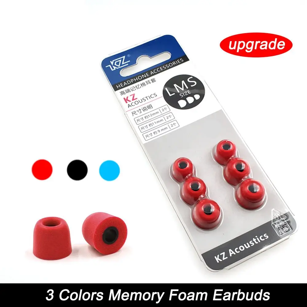 KZ-Noise Isolando Memory Foam Earbuds, Original Memory Foam Ear Tips, fone de ouvido Pads, nova atualização, fone de ouvido, 3 pares, 6pcs KZ-Noise Isolando Memory Foam Earbuds, Original Memory Foam Ear Tips, fone de ouvido Pads, nova atualização, fone de ouvido, 3 pares, 6pcs