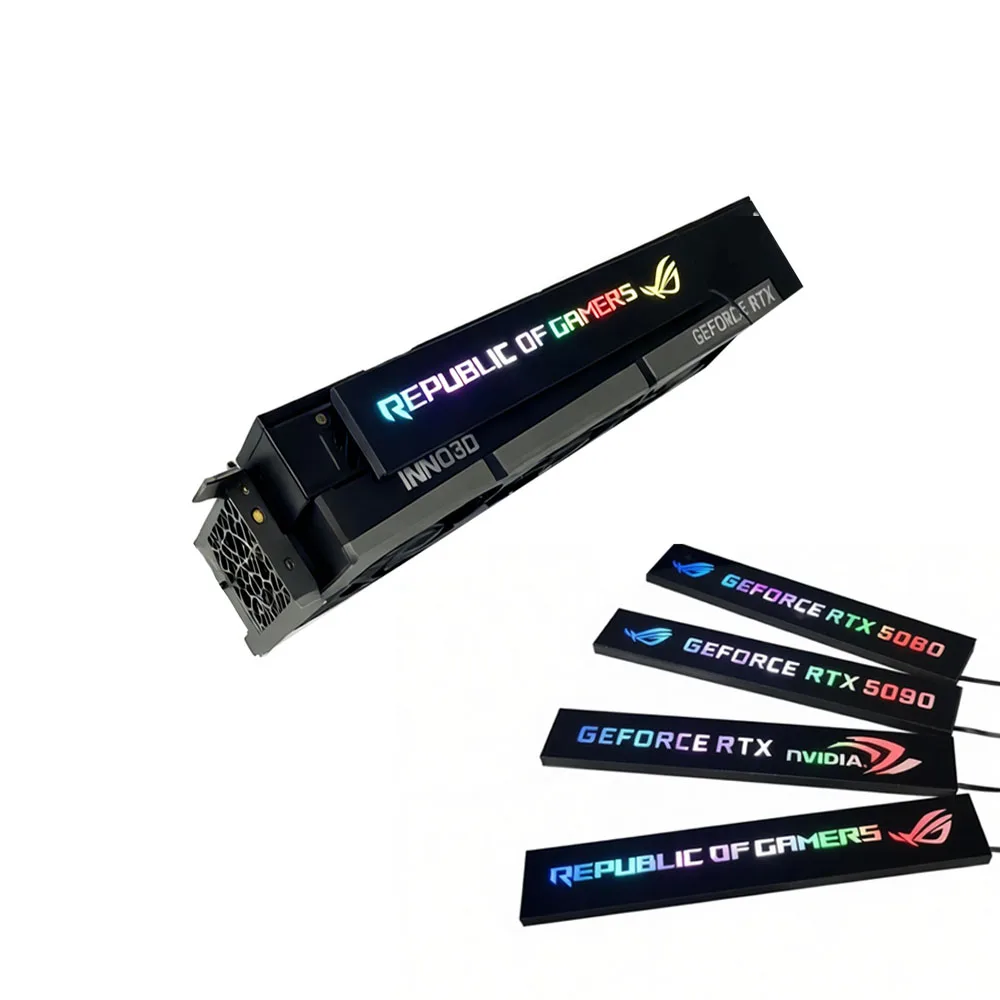 Mod argb gpu painel lateral 5090 5080 4090 placa gráfica placa de iluminação decorativa 5v 3pin argb aura sincronização pc modding refrigerador de água