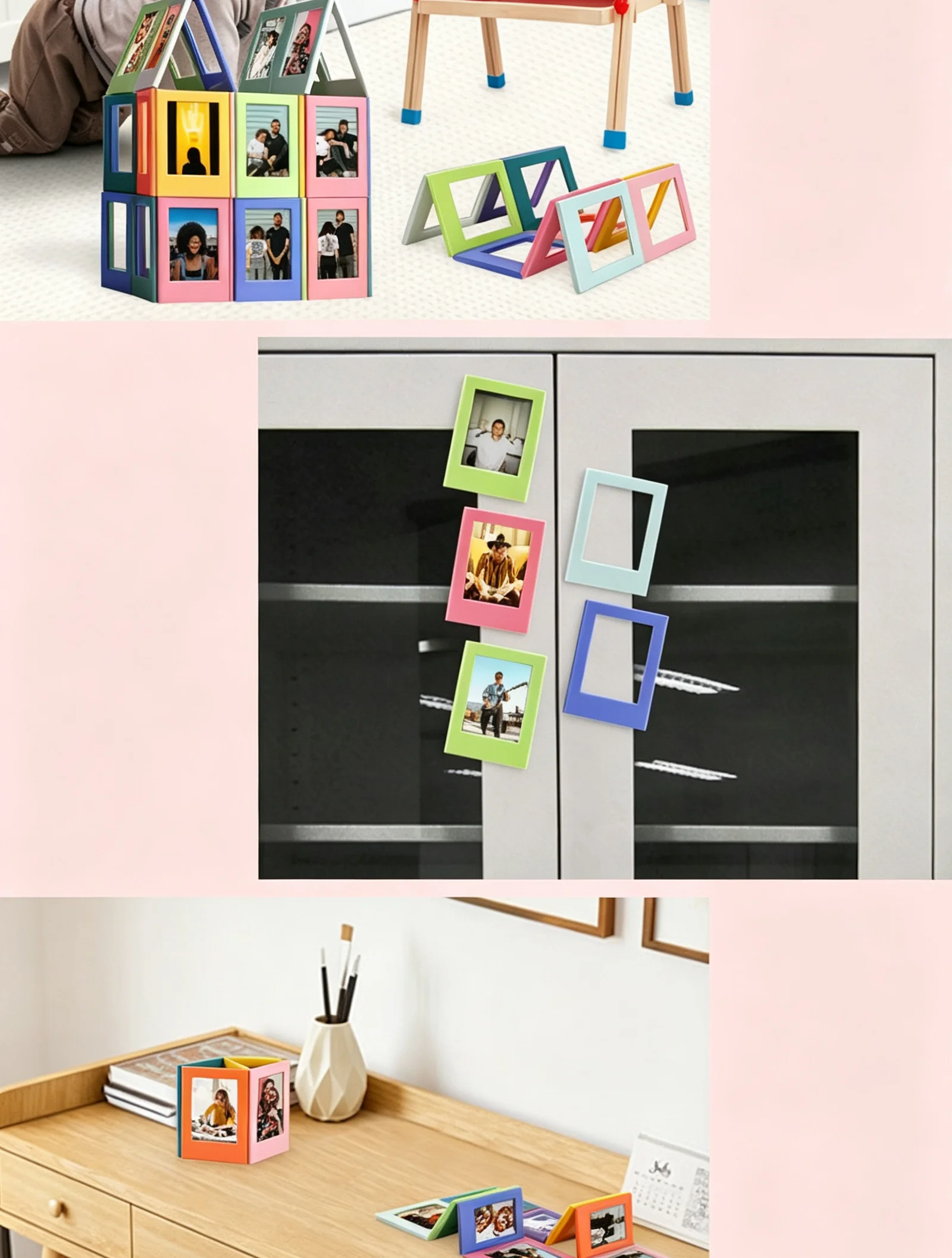 10 peças de porta-retratos de 3 polegadas / ímãs de geladeira para fotos, para escritório, quarto de casal, itens decorativos, objetos pequenos