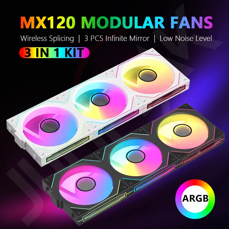 JUMPEAK Mx120 360mm 240mm Modular Sem Fio emenda PC 120mm caso ventilador de refrigeração ARGB infinito Efeito Espelho para Computador Refrigerador água