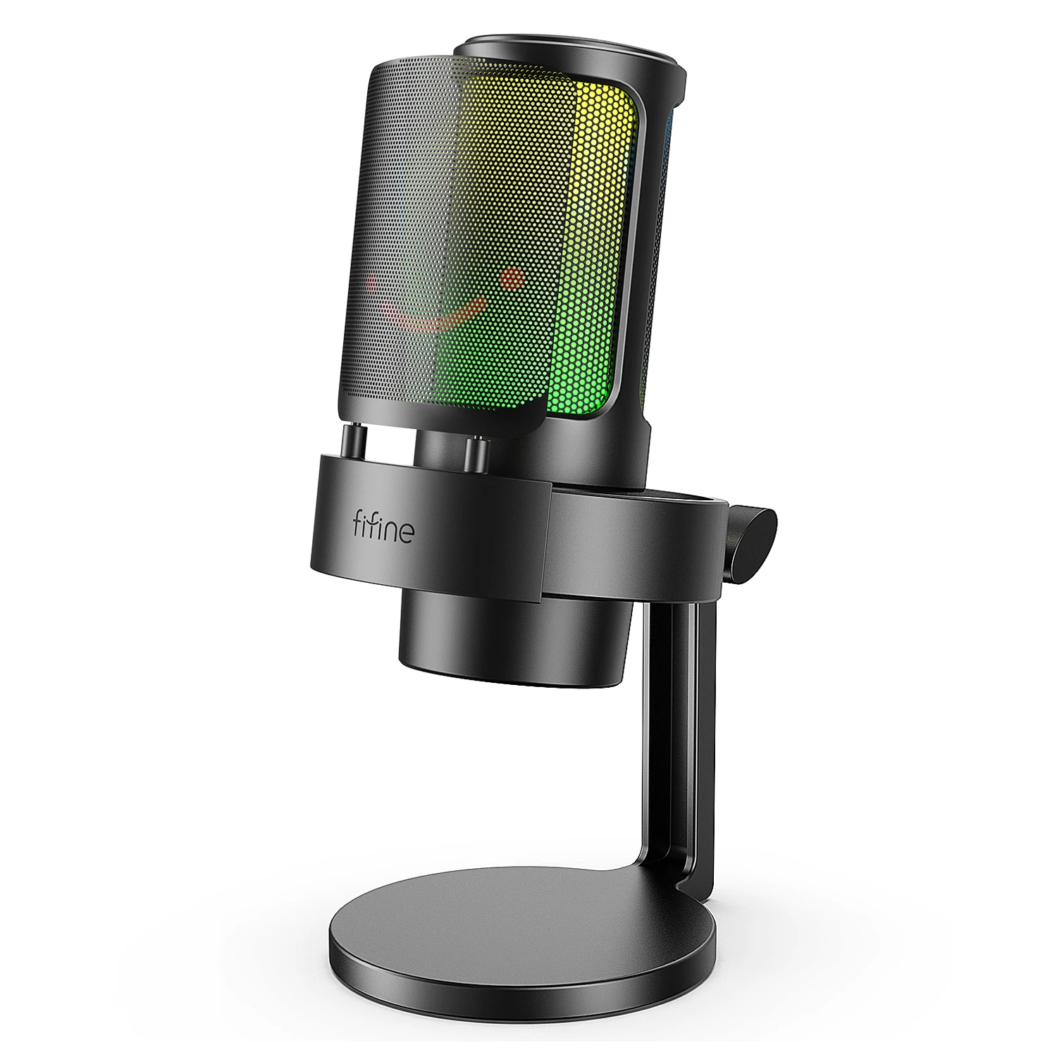 Microfone Gamer FIFINE com Controle RGB/Entrada para Fone de Ouvido, Microfone USB Condensador para Gravação/Streaming com Mute Rápido, Filtro Pop - A8
