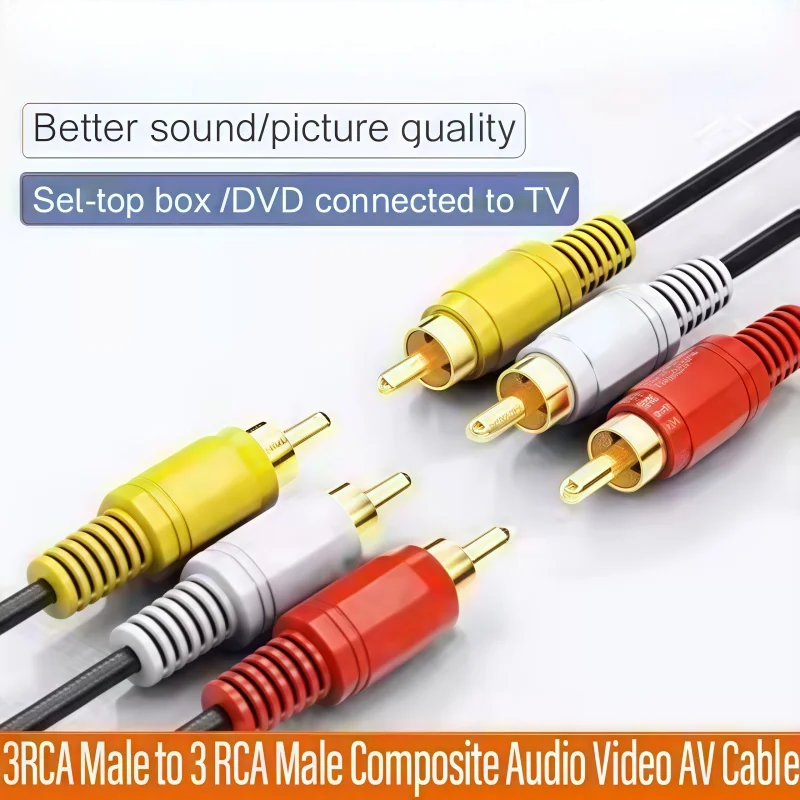 Cabo AV composto de 3 RCA para 3 RCA - Cabo de áudio e vídeo macho para macho para TV/DVD/Home Theater (atacado disponível)