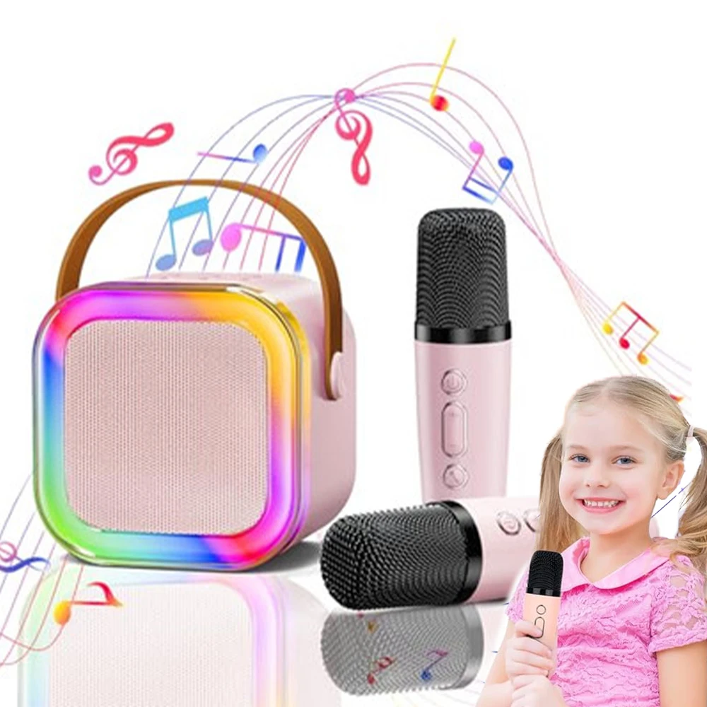 Caixa de Som Bluetooth Karaokê Com Microfone e Luzes LED Divertida Para Festas em Familia Brincadeiras e Presente para Crianças