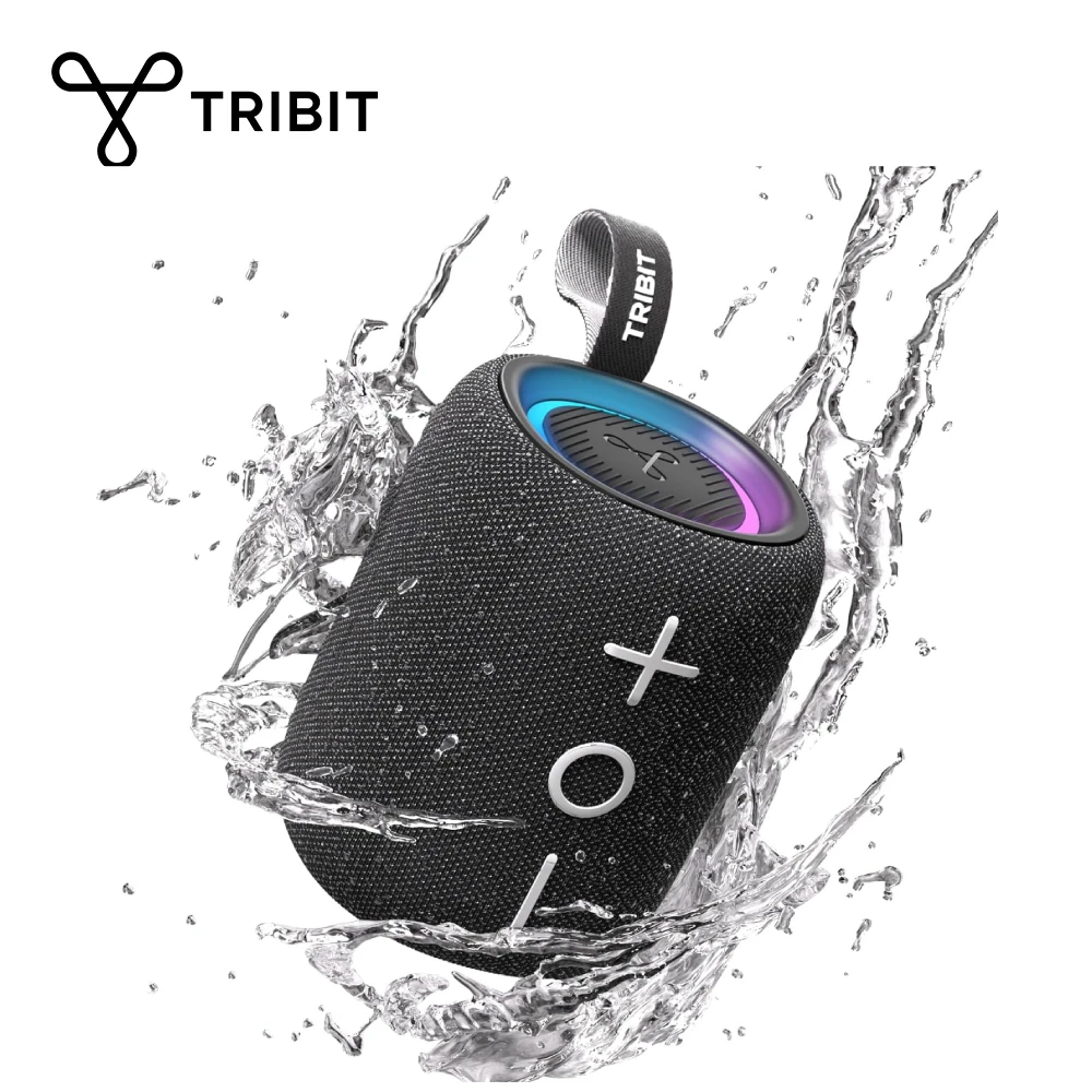 Caixa de Som Bluetooth Tribit StormBox Mini+, 12W 360 ° Som com XBass, LEDs, 12 Horas de Reprodução, IPX7 à Prova d'Água para Caminhadas ao Ar Livre