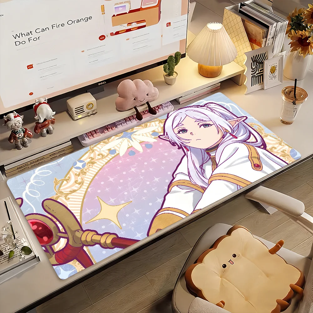 Mouse Pad Anime Frieren at the Funeral Antiderrapante de Borracha para Jogadores, Tapete de Computador Grande para Decoração de Mesa e Escritório