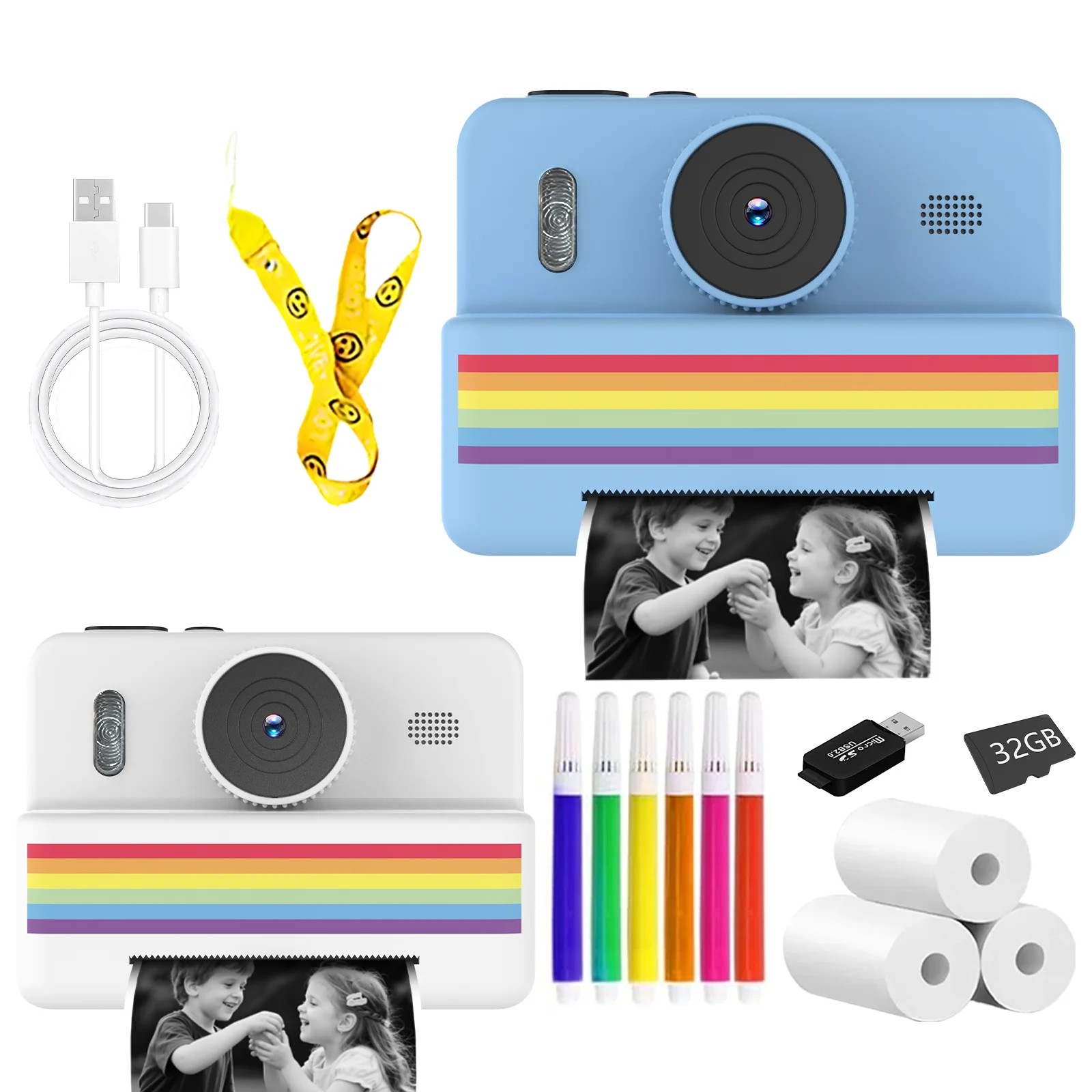 Câmera Digital Infantil com Impressão Instantânea, Mini Impressora Térmica Portátil de 2,8 Polegadas para Crianças com Função de Vídeo Câmera Digital Infantil com Impressão Instantânea, Mini Impressora Térmica Portátil de 2,8 Polegadas para Crianças com Função de Vídeo