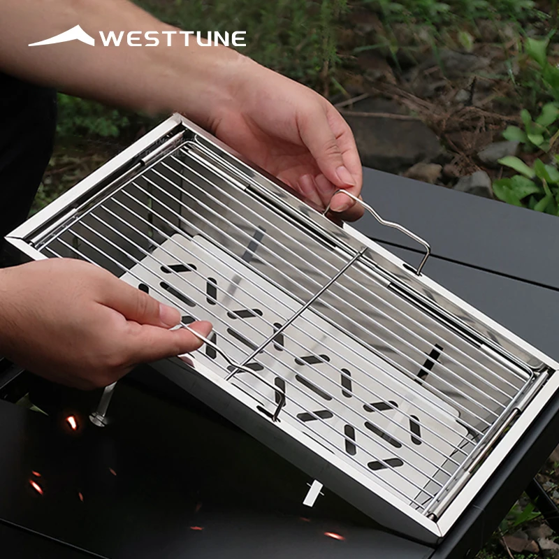Westtune igt churrasqueira dobrável fogão a lenha aquecedor portátil acampamento piquenique panelas rack de churrasco de aço inoxidável Westtune igt churrasqueira dobrável fogão a lenha aquecedor portátil acampamento piquenique panelas rack de churrasco de aço inoxidável