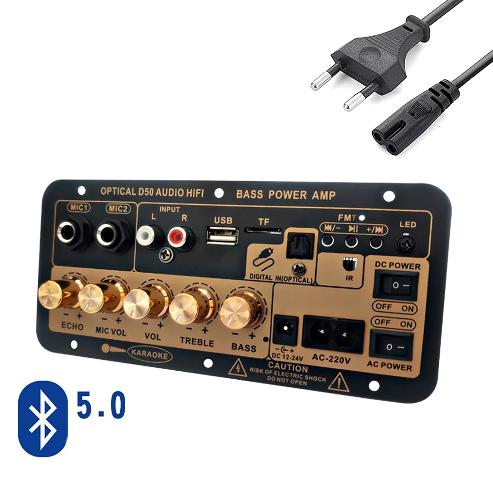 Placa amplificadora de potência digital bluetooth 300w, 220v/50hz, plugue ue, karaokê doméstico, cartão tf/disco u, reprodutor de mp3, amplificador subwoofer