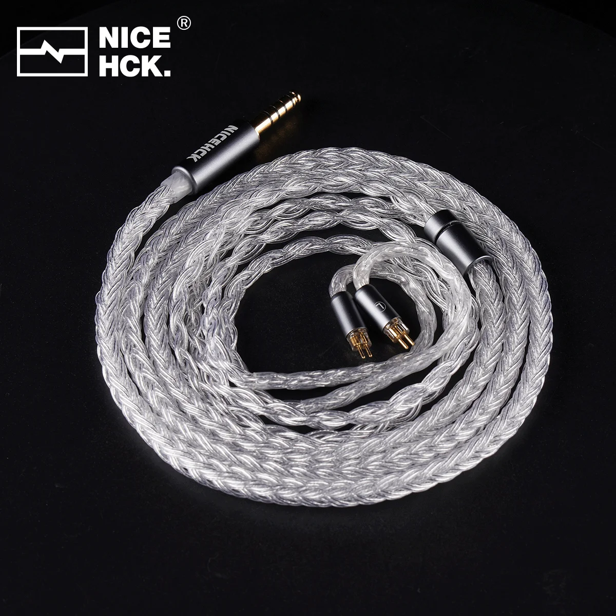 Nicehck icymoon fone de ouvido intra-auricular hifi, cabo iem occ + banhado a prata ofc 2 pinos/qdc para nova wan er gate zero edx zsn conch vivace zvx