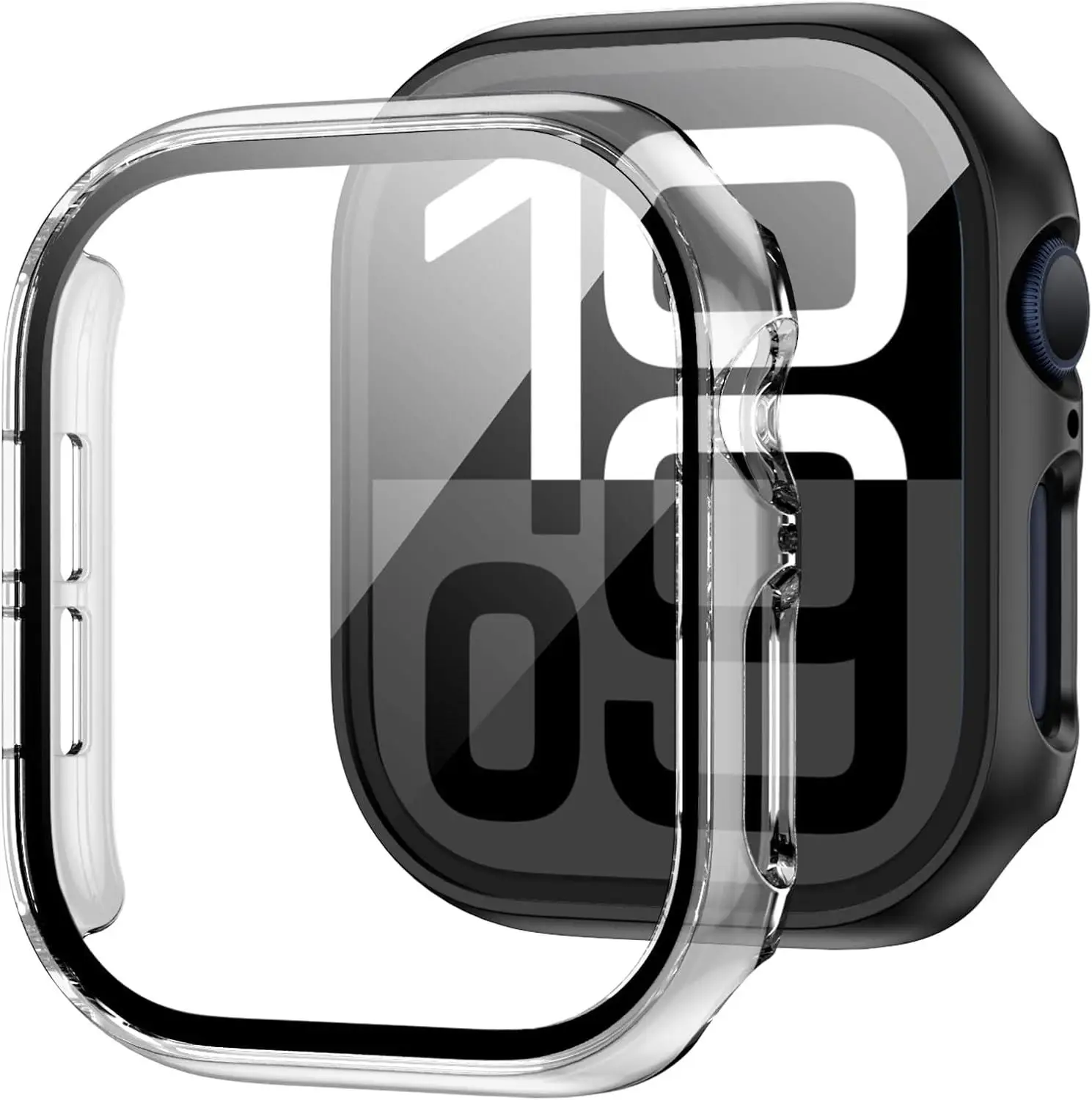 Vidro + capa para apple watch case 46mm 44mm 40mm 45mm 41mm 42mm 38mm protetor de tela iwatch série 10 9 8 7 6 5 3 se acessórios