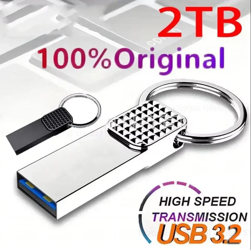 Pen Drive Mini USB de 2TB 3.2 Alta Velocidade, Pen Drive de 1TB Metálico à Prova d'Água Tipo C para Dispositivos de Armazenamento de Computador Universal