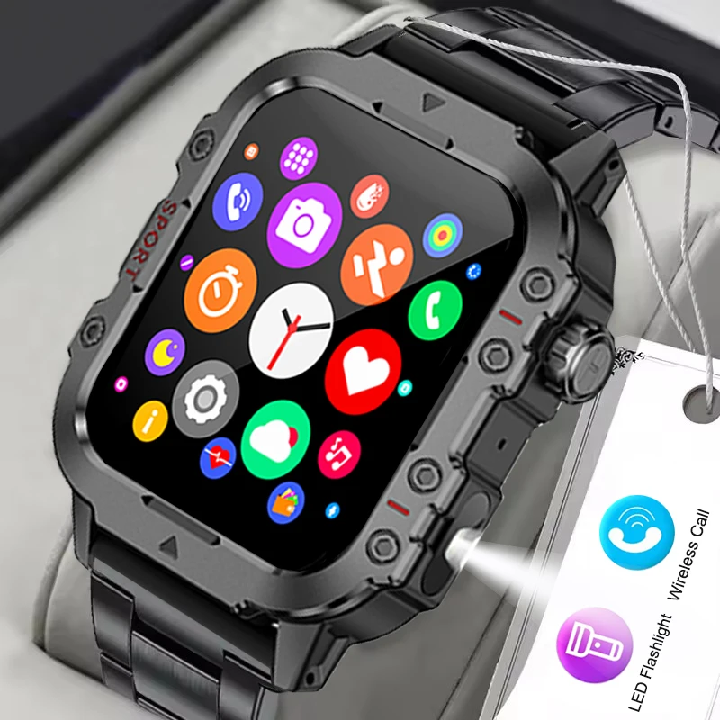 Novo Smartwatch Militar 2026 para Homens, IP67 3ATM, Monitor de Saúde e Fitness para Esportes ao Ar Livre, Smartwatch com Chamada BT de 1.44 Polegadas