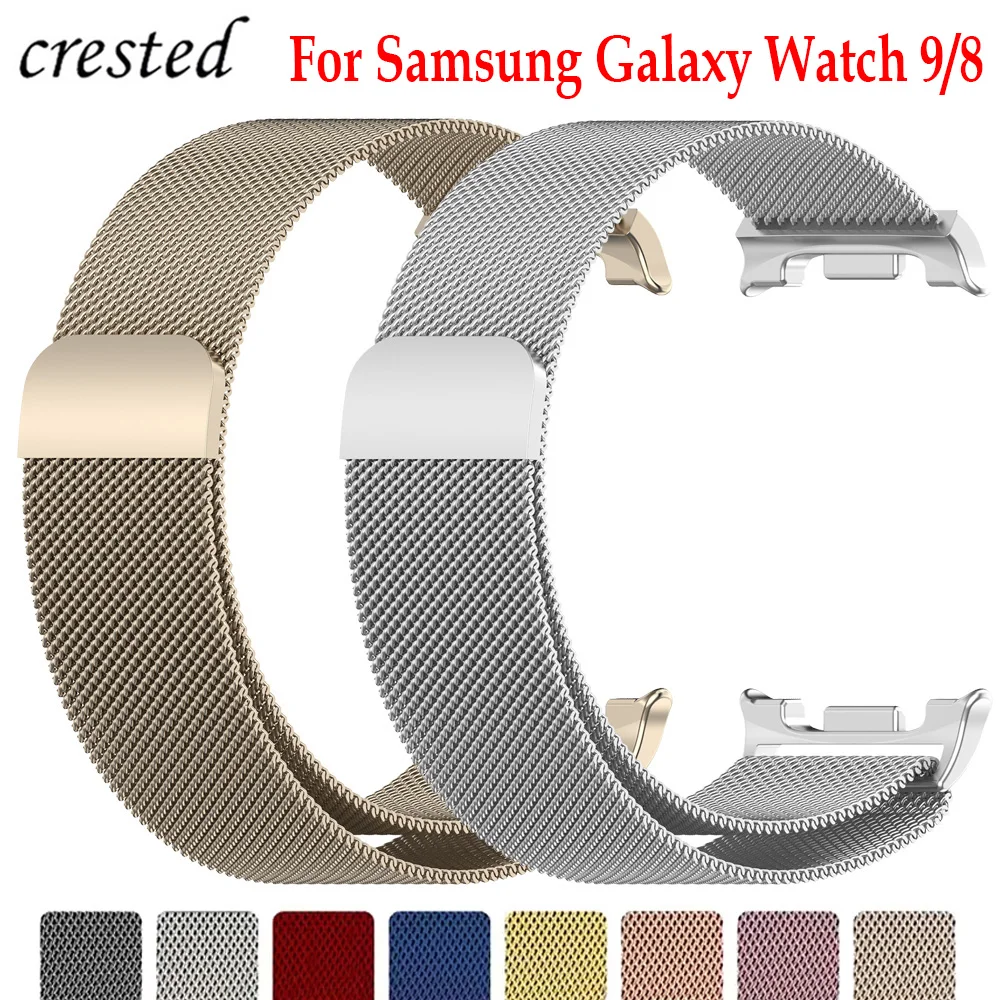 Pulseira Milanese Loop para Samsung Galaxy Watch 9/8, 44mm 40mm, Bracelete Magnético de Metal para Galaxy Watch 8 Classic 46mm