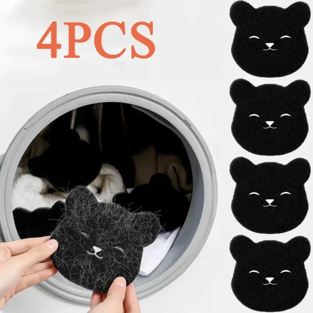 2/4 peças Bola de Lavagem para Máquina de Lavar Roupa, Apanhador de Fiapos em Formato de Urso, Removedor de Pelos de Animais Reutilizável, Esponja de Limpeza para Roupas e Sofás, Pelos de Gato e Cão