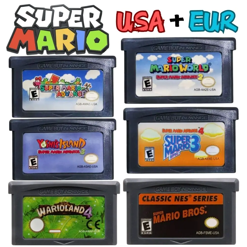 Cartucho de Jogo Wari0 32 Bit GBA, Série Kart Game Card, Versão EUR EUA, Cartão de Videogame para Console Portátil GBA