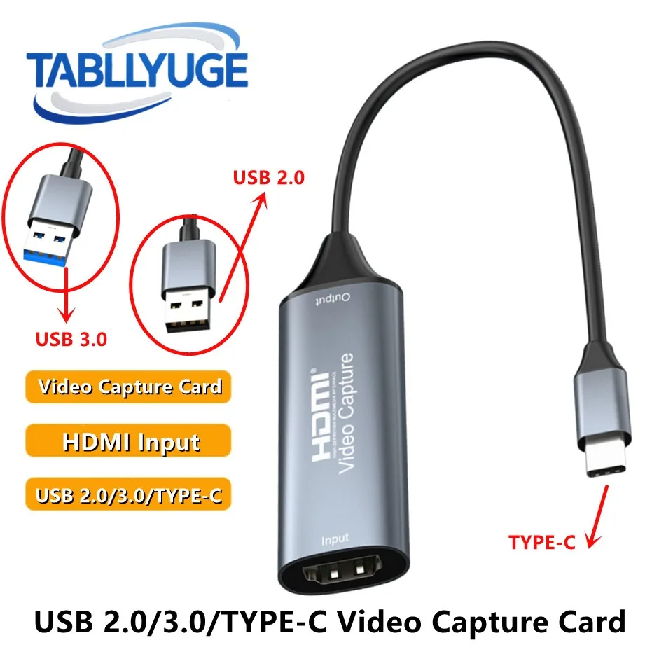 Placa de captura de vídeo hdmi 4k 30hz hdmi para usb 2.0/usb 3.0/TYPE-C placa de captura de vídeo para macbook ps4 pc jogo dvd câmera gravação