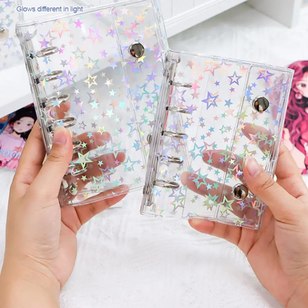 M5/a6/a7 laser estrela capa papelaria fichário caderno bolso blocos de notas diy cartões postais coletar portátil mão conta livro
