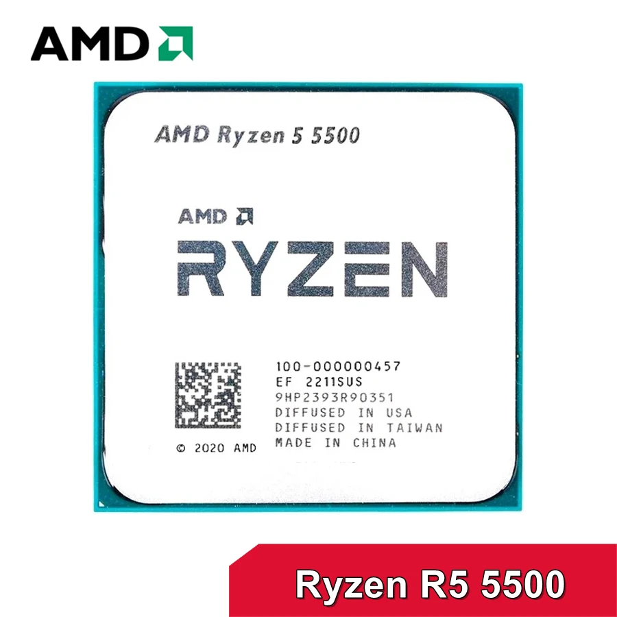 Processador AMD Ryzen 5 R5 5500 3,6 GHz 6 núcleos e 12 threads LGA AM4 Novo, mas sem cooler