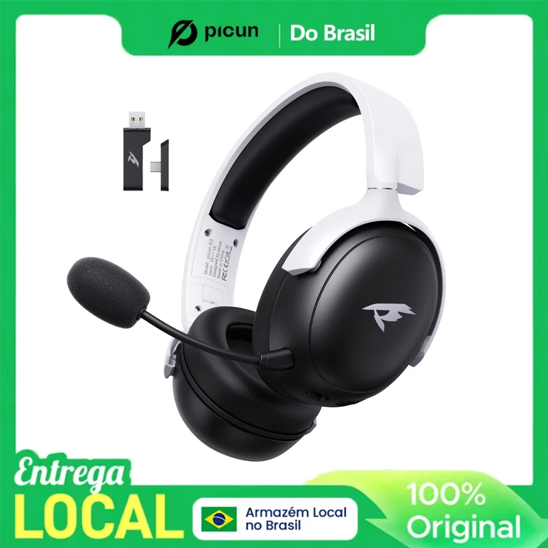 Picun g3 gaming fone de ouvido sem fio com microfone over-ear fones de ouvido bluetooth 5.4 40mm driver 2.4g/sem fio/cabo fones de ouvido usb 65h Picun g3 gaming fone de ouvido sem fio com microfone over-ear fones de ouvido bluetooth 5.4 40mm driver 2.4g/sem fio/cabo fones de ouvido usb 65h