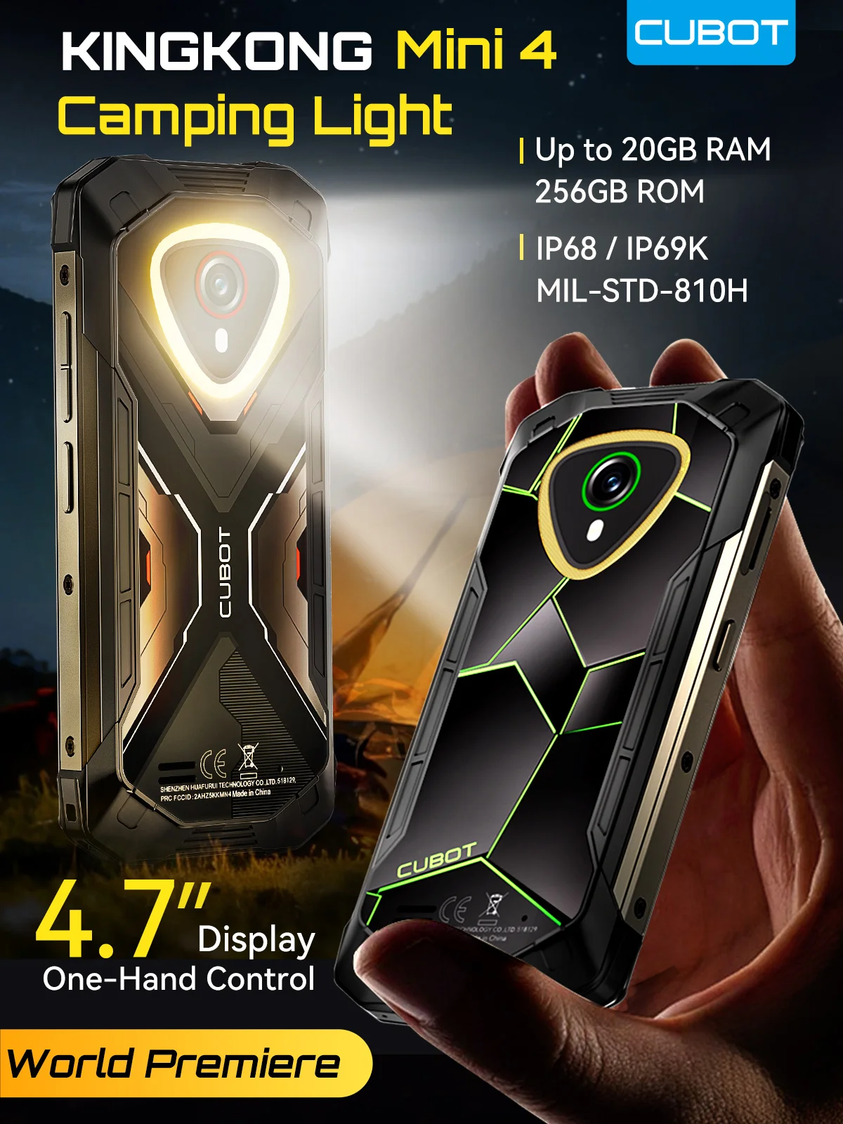 IP68 Mini smartphone robusto com Android 15 Cubot KingKong MINI 4, ecrã mini de 4,7 polegadas, 90 Hz, bateria de 4700 mAh, até 20 GB de RAM (8 + 12 GB), 256 GB de ROM, mini celulares, NFC, 4G celular, câmara de 48 MP