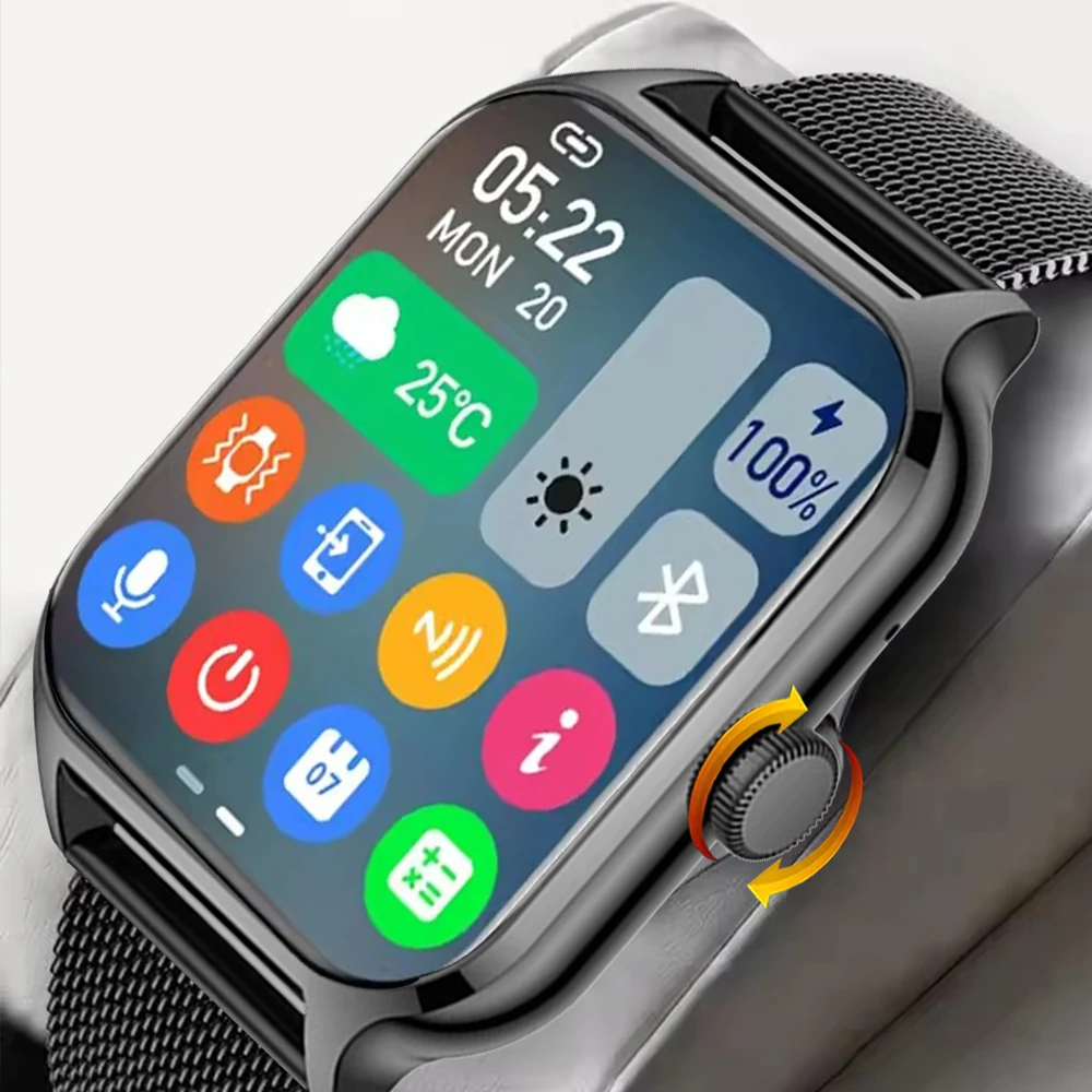 Relógio Inteligente 2026 para Android e iOS, Tela Colorida de 2.01 Polegadas, Bluetooth, Atende Chamadas, Monitor de Fitness, Smartwatch para Mulheres e Homens