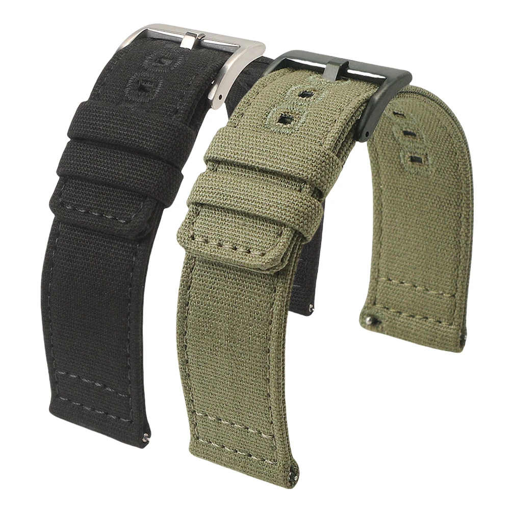 Pulseira de relógio de lona de nylon de liberação rápida 18mm 19mm 20mm 22mm pulseira com fivela escovada para acessórios de smartwatch