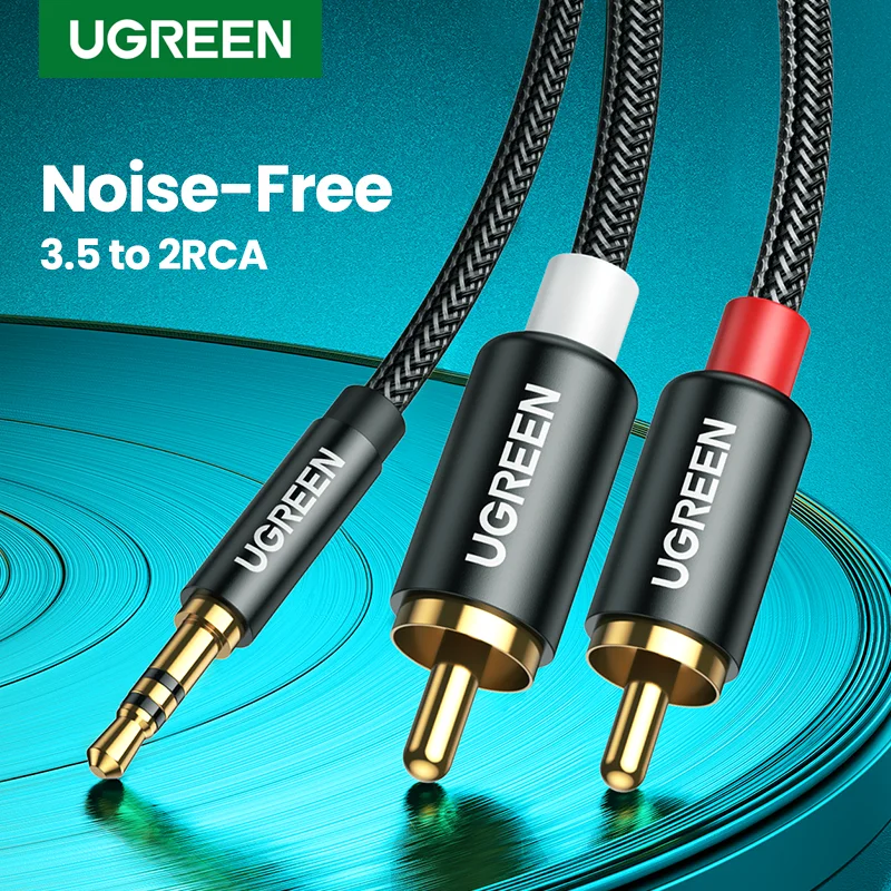 Ugreen rca cabo 2rca estéreo de alta fidelidade a 3.5mm cabo áudio aux rca jack 3.5 y divisor para amplificadores de áudio cabo de cinema em casa rca