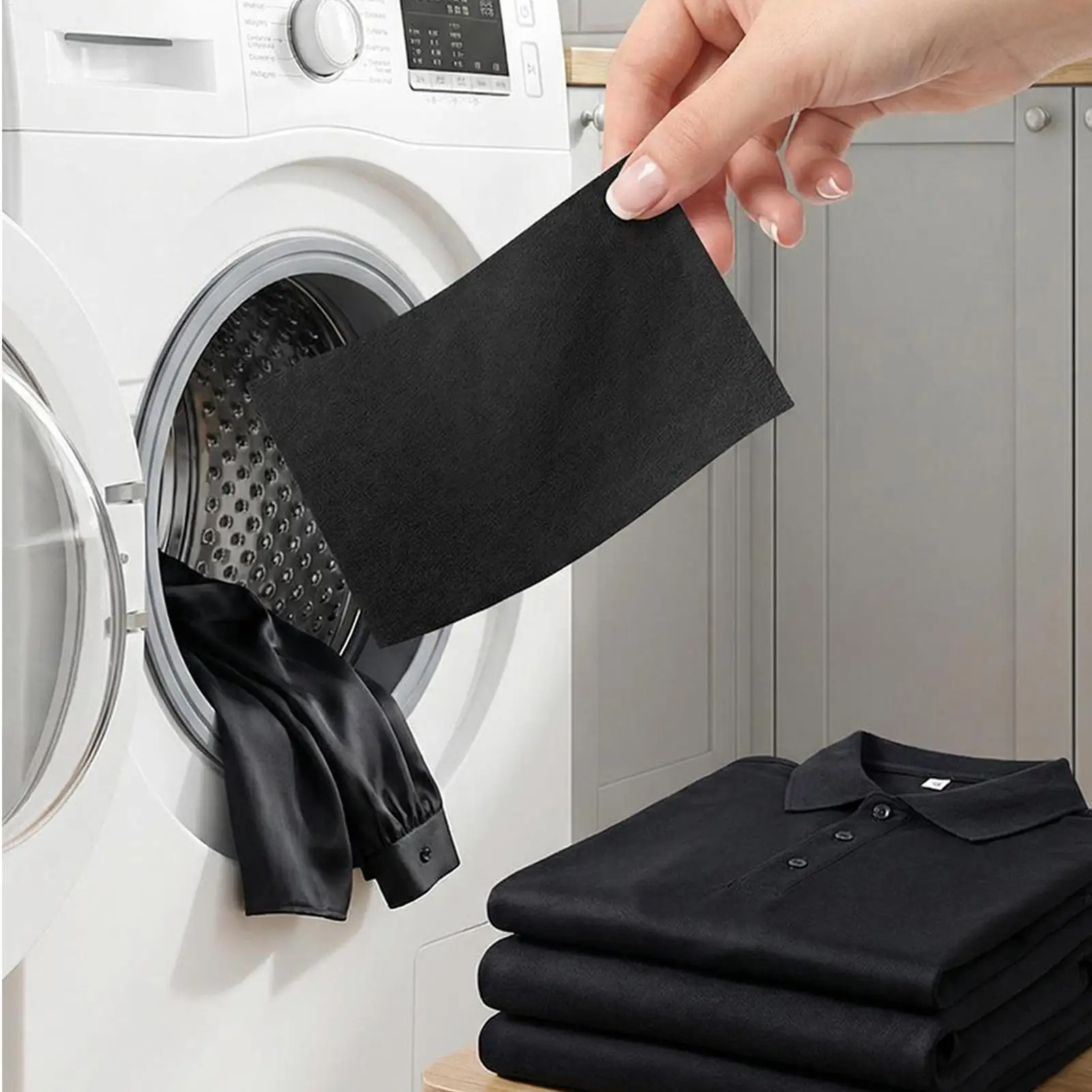 10 Unidades de Folhas Restauradoras de Cor Preta para Roupas, Pastilhas de Cuidado com Tecidos, Papel para Lavagem que Restaura a Cor Preta para Máquina de Lavar