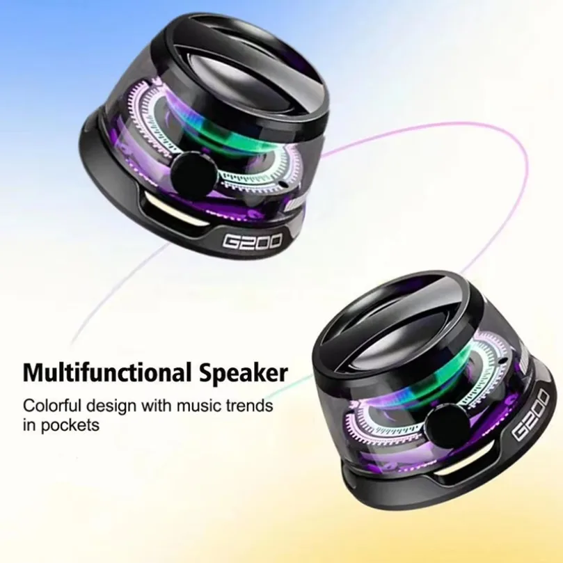 Caixa de Som Bluetooth Portátil HECATE G200 com Iluminação RGB, Alto-falante Magnético BT5.3, Mini Caixa de Som com 7 Horas de Reprodução e Suporte para Telefone