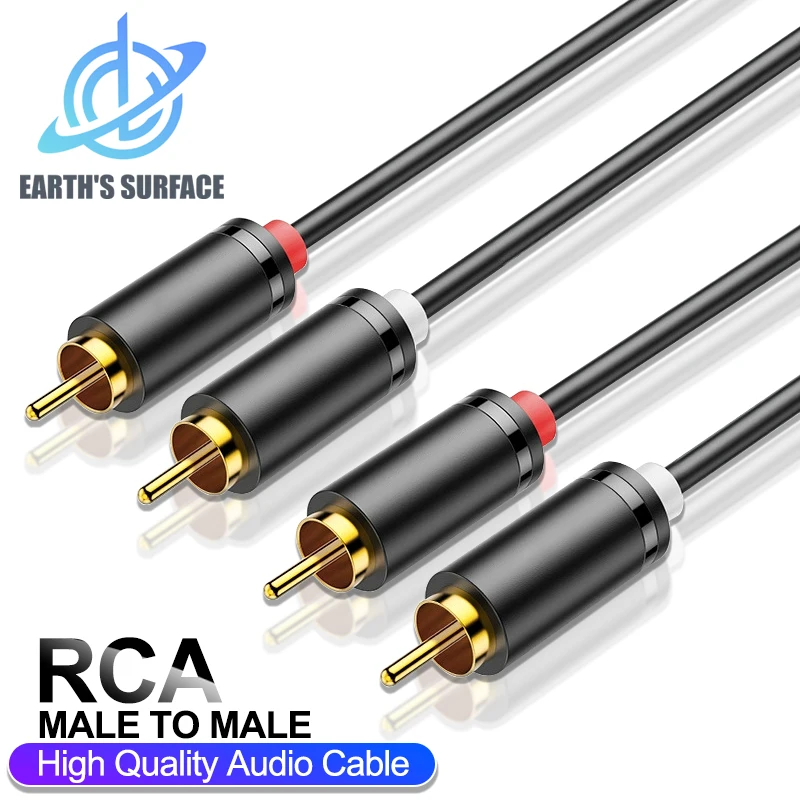 Cabo rca estéreo de alta fidelidade 2rca para rca cabo de áudio macho para macho cabos aux para home theater hdtv dvd caixa de alto-falante amplificador de potência
