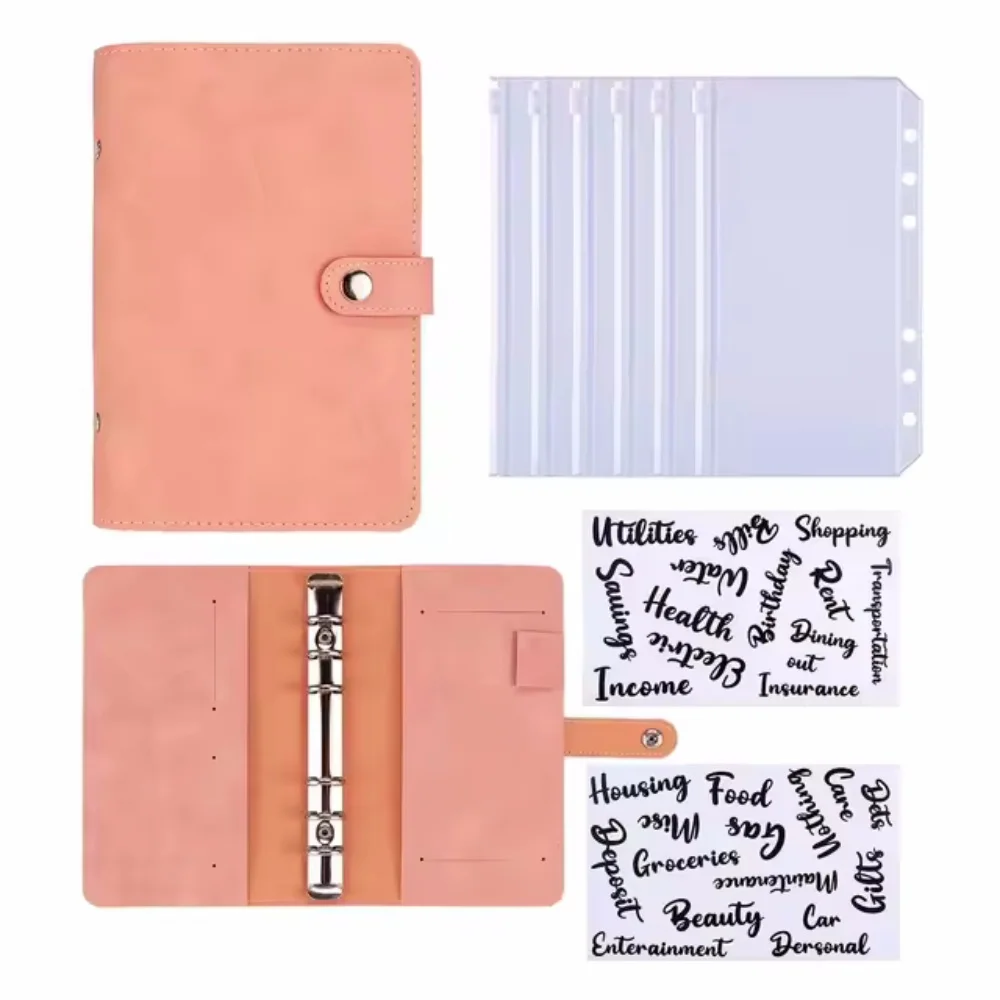 2024 orçamento fichário a6 couro do plutônio notebook sistema de envelopes de dinheiro conjunto clip-on fichário bolsos para economizar dinheiro bill organizador presentes