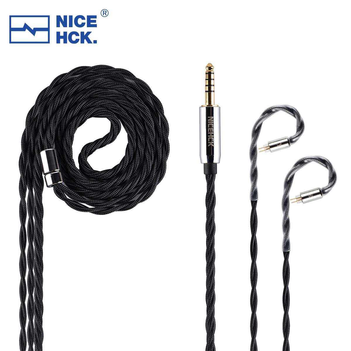 Nicehck blackdwn cabo de fone de ouvido 5n banhado a prata ofc iem fio 2pin/qdc 4.4mm para chu ii zero edx pro db2 que monitor intra-auricular zvx