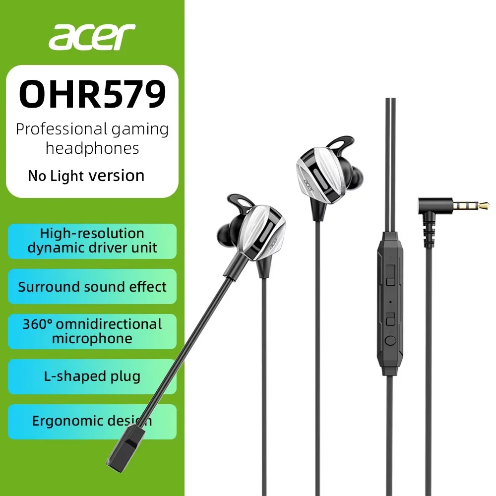 Fones de Ouvido com Fio Acer para Jogos com Microfone, Headset Gamer para Pubg, PS4, CSGO, Casque para Telefone, Tablet, Laptop, Universal para Jogos