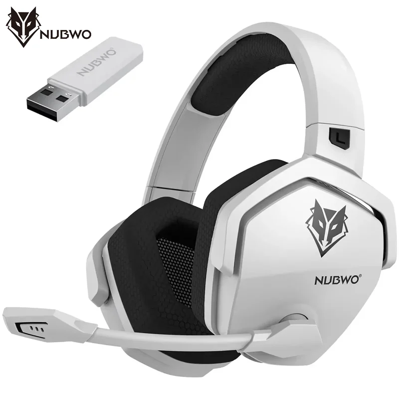 NUBWO G06 Fones de ouvido sem fio duplos Gamer 2,4 GHz Bluetooth 5.3 Fones de ouvido para jogos com microfone para PS5, PS4, PC, celular, switch