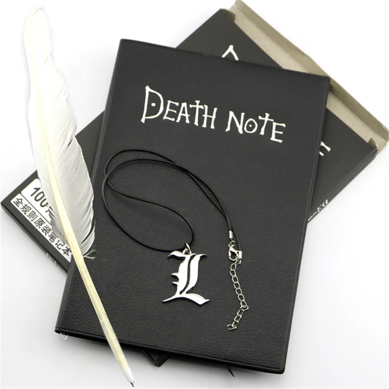 Anime death notebook conjunto de couro diário e colar pena caneta morte cosplay adereços diário bloco de notas para presente Anime death notebook conjunto de couro diário e colar pena caneta morte cosplay adereços diário bloco de notas para presente