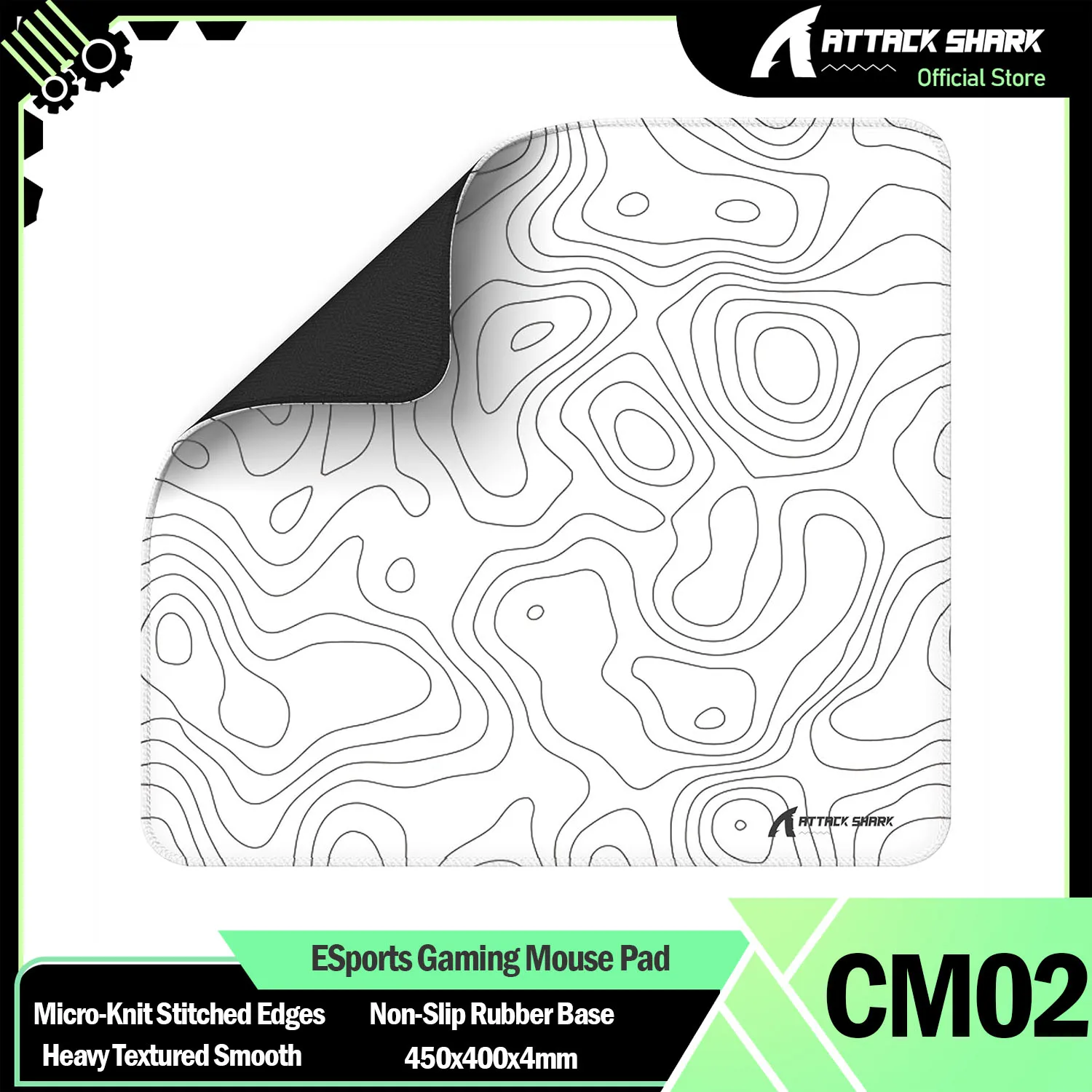 Mouse Pad para Jogos ATTACK SHARK CM02, Superfície Grande com Revestimento Resistente à Água, Superfície de Controle Texturizada e Lisa