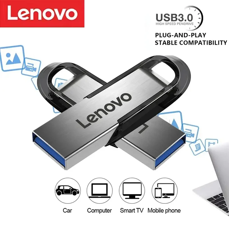 Pen Drive USB Flash Drive Metálico de Alta Velocidade para Transferência de Dados de PC e Telefone Lenovo 512GB Tipo-C 128GB U Disk Novo