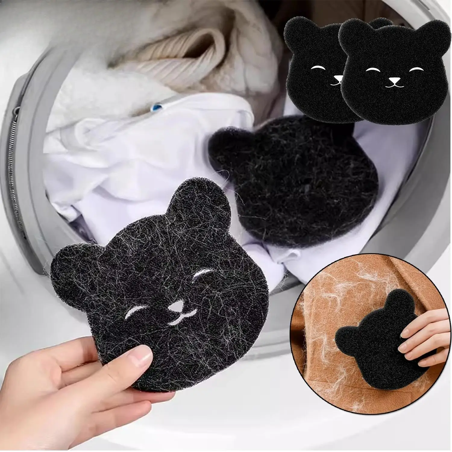 Removedor de Pelos de Animais para Lavanderia, Bola Coletora de Pelos de Cães e Gatos, Removedor de Fiapos e Pelos para Máquina de Lavar, Esponja Reutilizável para Limpeza de Roupas, Uso Duplo Úmido e Seco